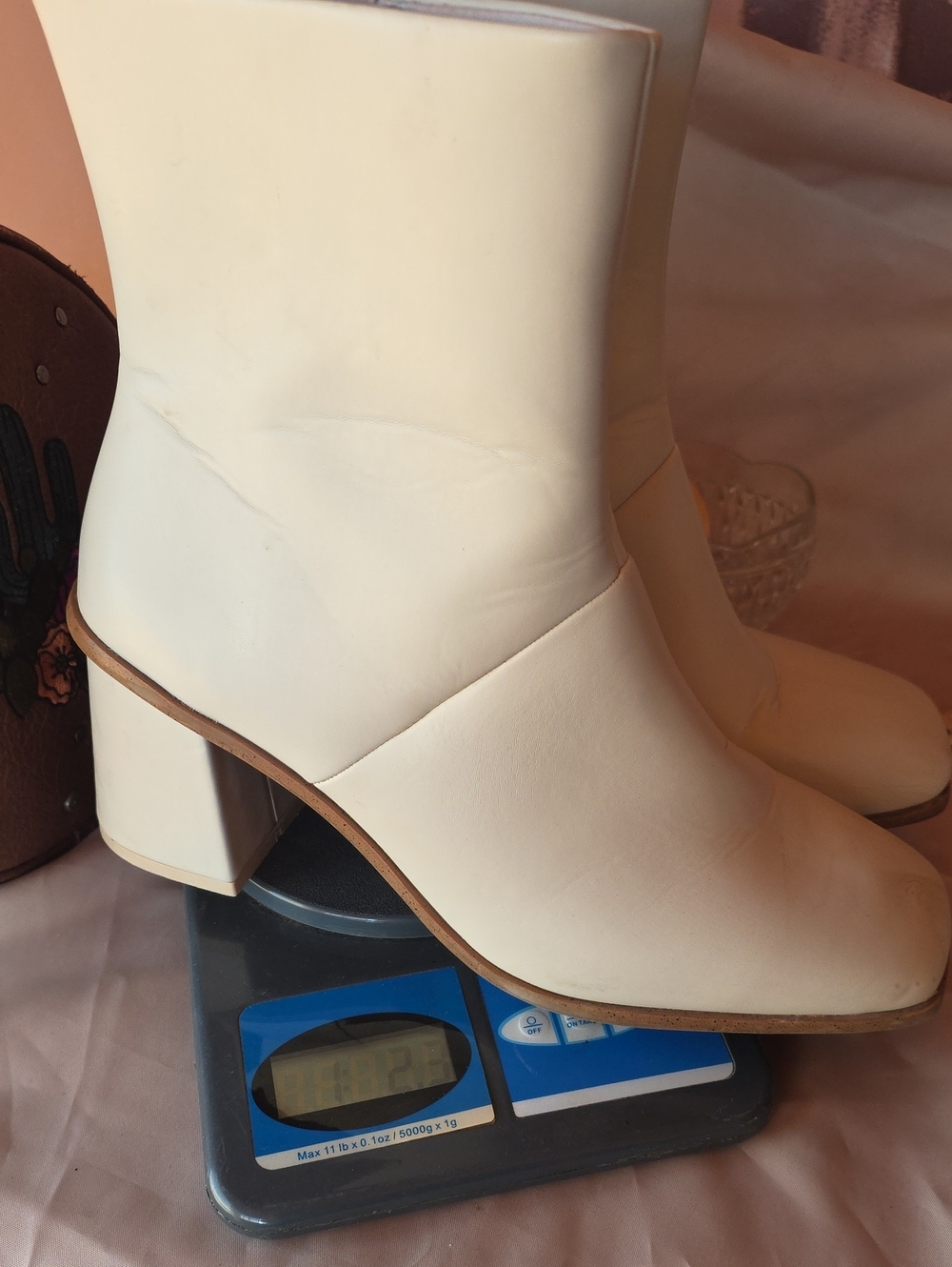 Time and Tru Cream Block Heel Ankle Boots